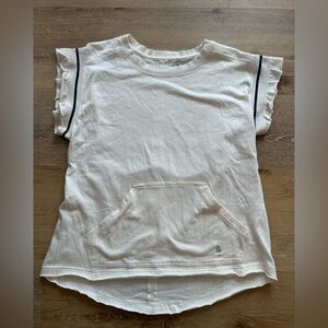 Free People Cream Short-Sleeve Pullover Top with Front Pocket